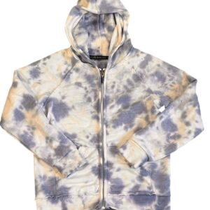 Miki Miette, Boys Blue and White Tie-Dye Zip-Up Hoodie, Size 7