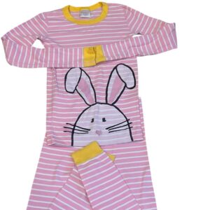Hanna Andersson, Girl’s Pink and Yellow Bunny Pajama Set, Size 14