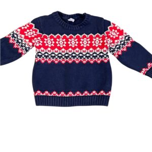 Janie and Jack,, Navy Sweater with Red Pattern, Christmas, 18-24 months