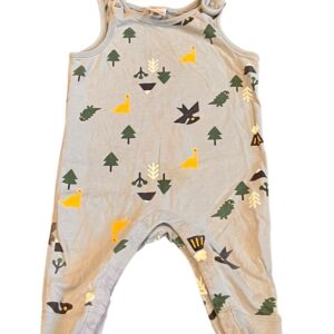 Hanna Andersson Blue One Piece Romper with Yellow and Green Dino Print, Sz 6-12m