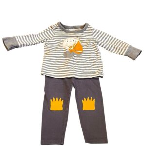 Hanna Andersson Gray and White Striped Kids Pajama Set, Size 12-18 months