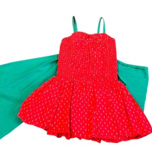 Stella McCartney Red and Green Girl’s Flower Dress, Size 8