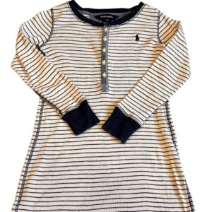 Ralph Lauren, Navy and White Ribbed Long Sleeved T-Shirt Dress, Size 7