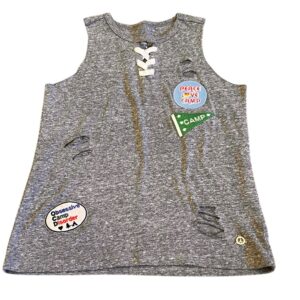 Butter, Girl’s Super Soft Tank Top with Fun Patches, Size Small