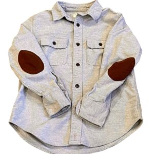 Crewcuts, Light Gray Flannel Collared Shirt with Dark Brown Elbow Patches, Sz 8