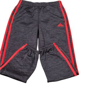 Adidas, Boys Charcoal Jogger Sweatpants with Red Stripes, Size 7