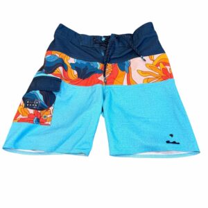 Billabong, Boys Navy, Aqua and Orange Floral Boys Board Shorts, Size 6