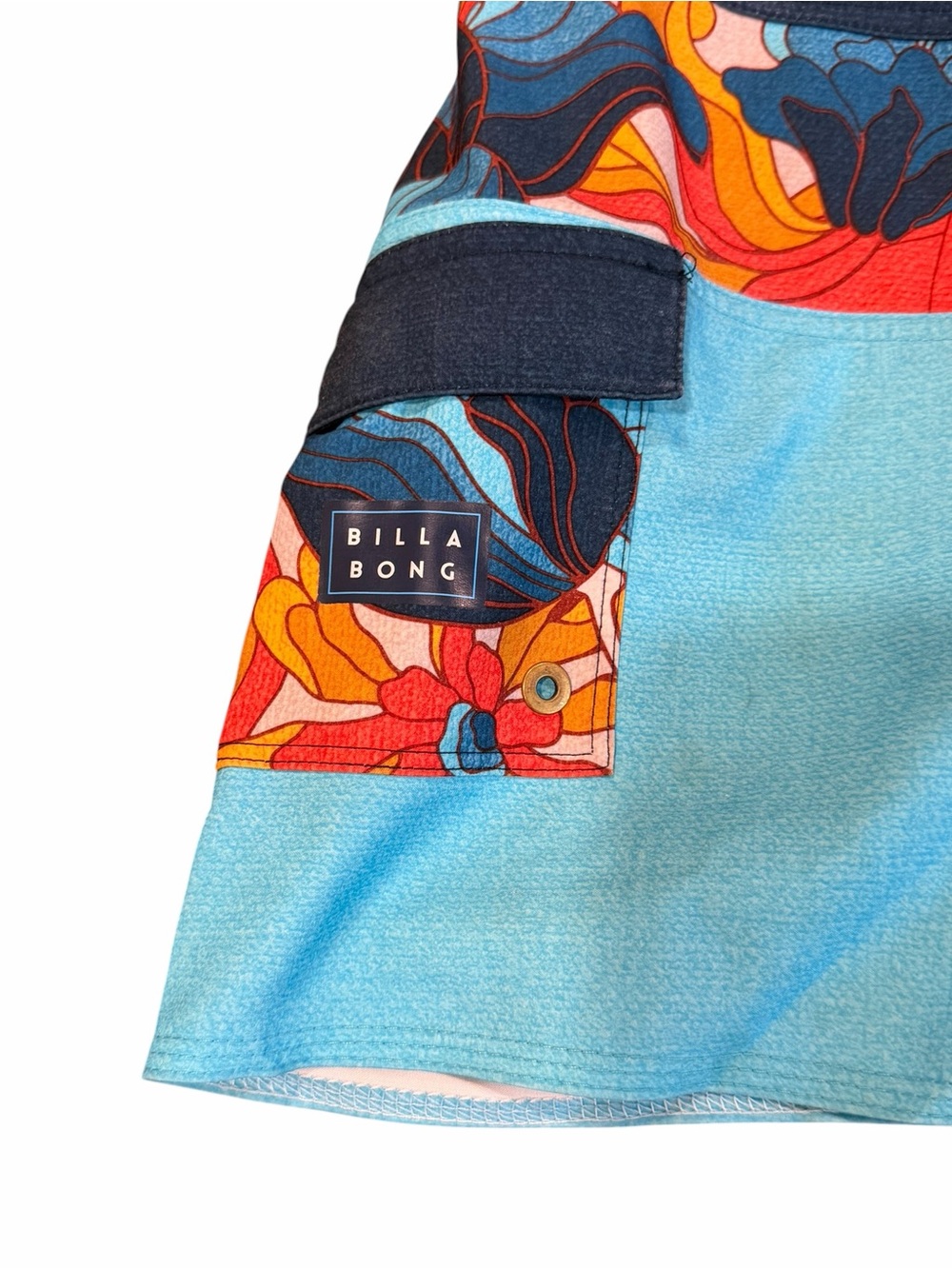 Billabong, Boys Navy, Aqua and Orange Floral Boys Board Shorts, Size 6