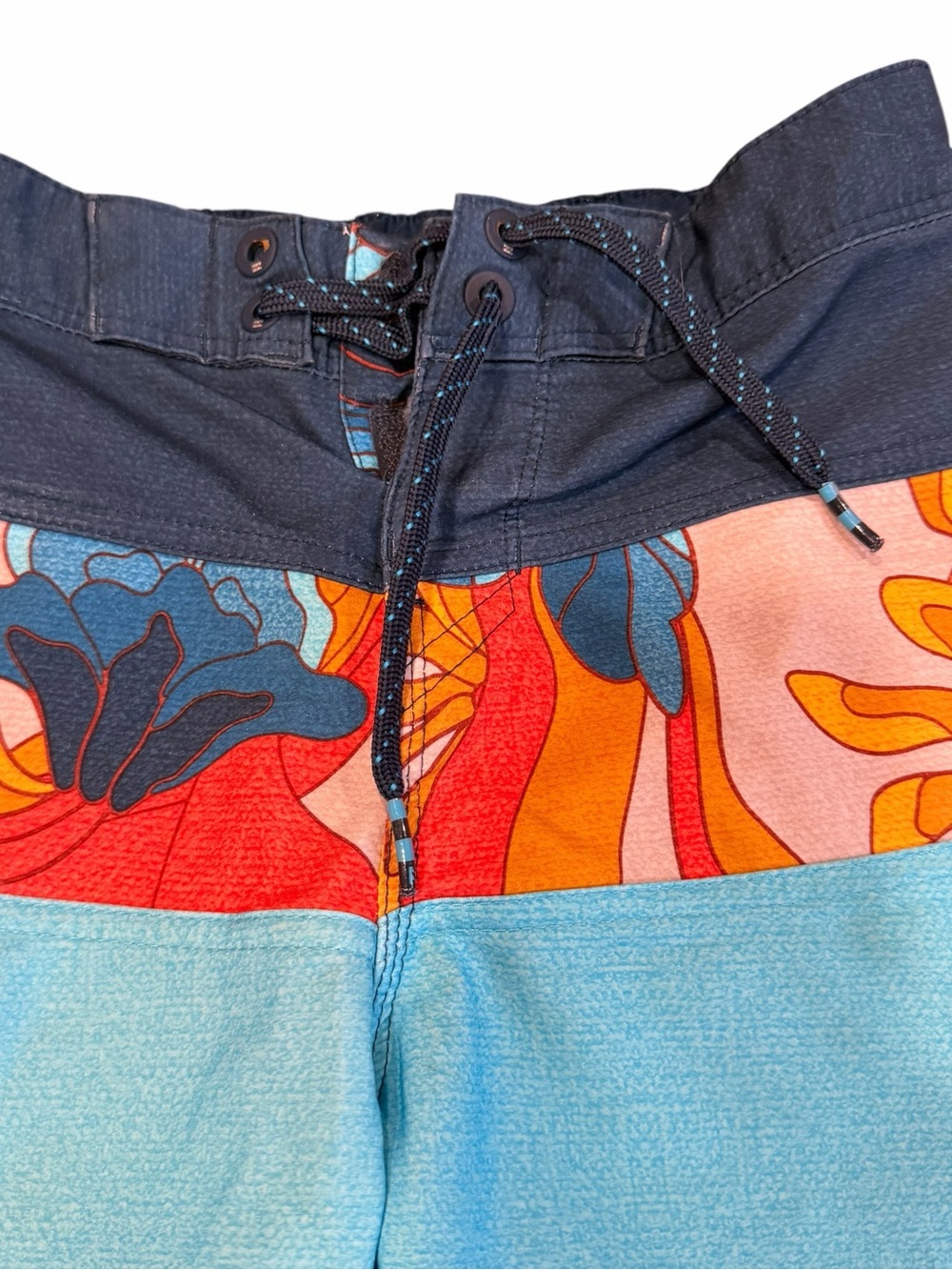 Billabong, Boys Navy, Aqua and Orange Floral Boys Board Shorts, Size 6