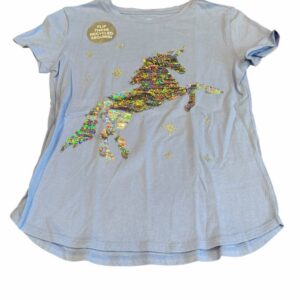NWT, GAP, Light Blue Girls Sequin Unicorn Tee, Size 8