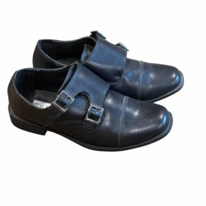 Steve Madden, Boys Black Double Monk Strap Leather Oxfords, Size 2