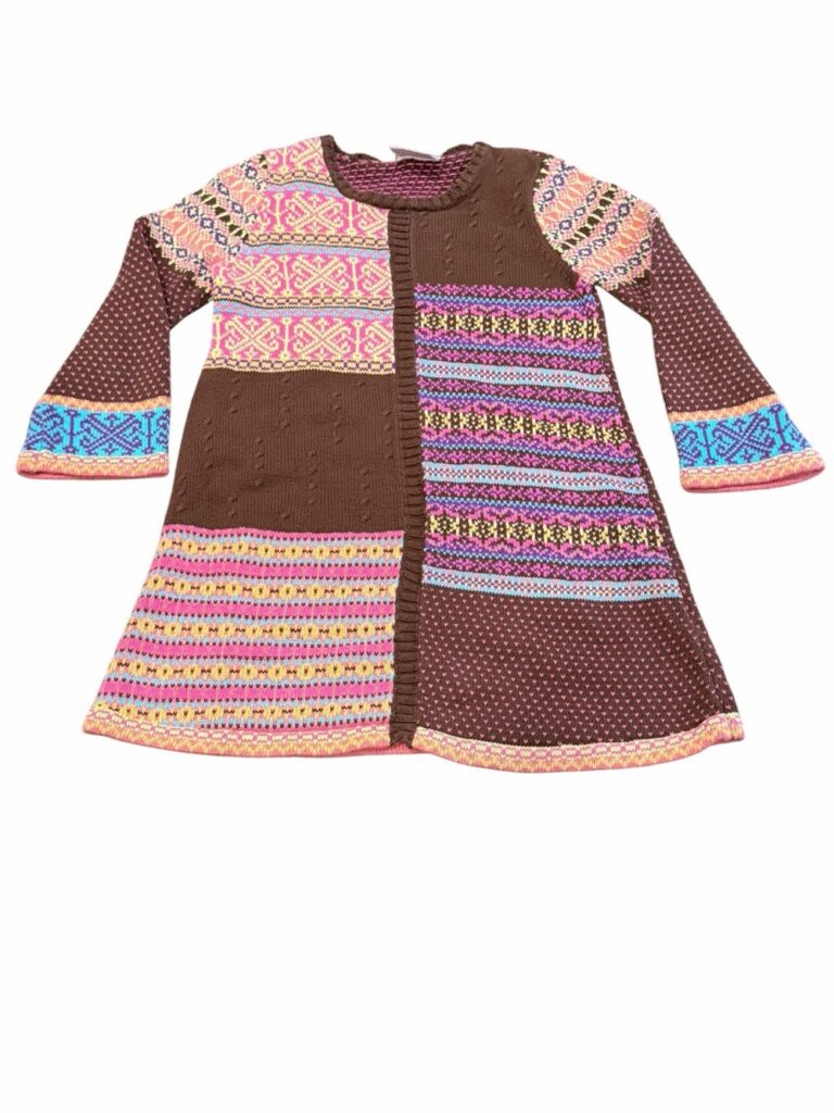 Hanna Andersson, Girl’s Brown and Multipatterned Sweater Dress, Size 4