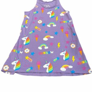 Chaser, Girl’s Purple Unicorn & Rainbow Racerback Tank Dress, Size. 10