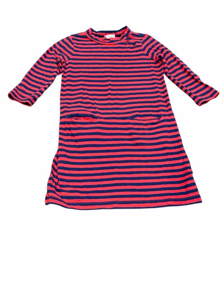 Crewcuts, Red and Navy Striped Long-Sleeve Casual Dress, Size 8